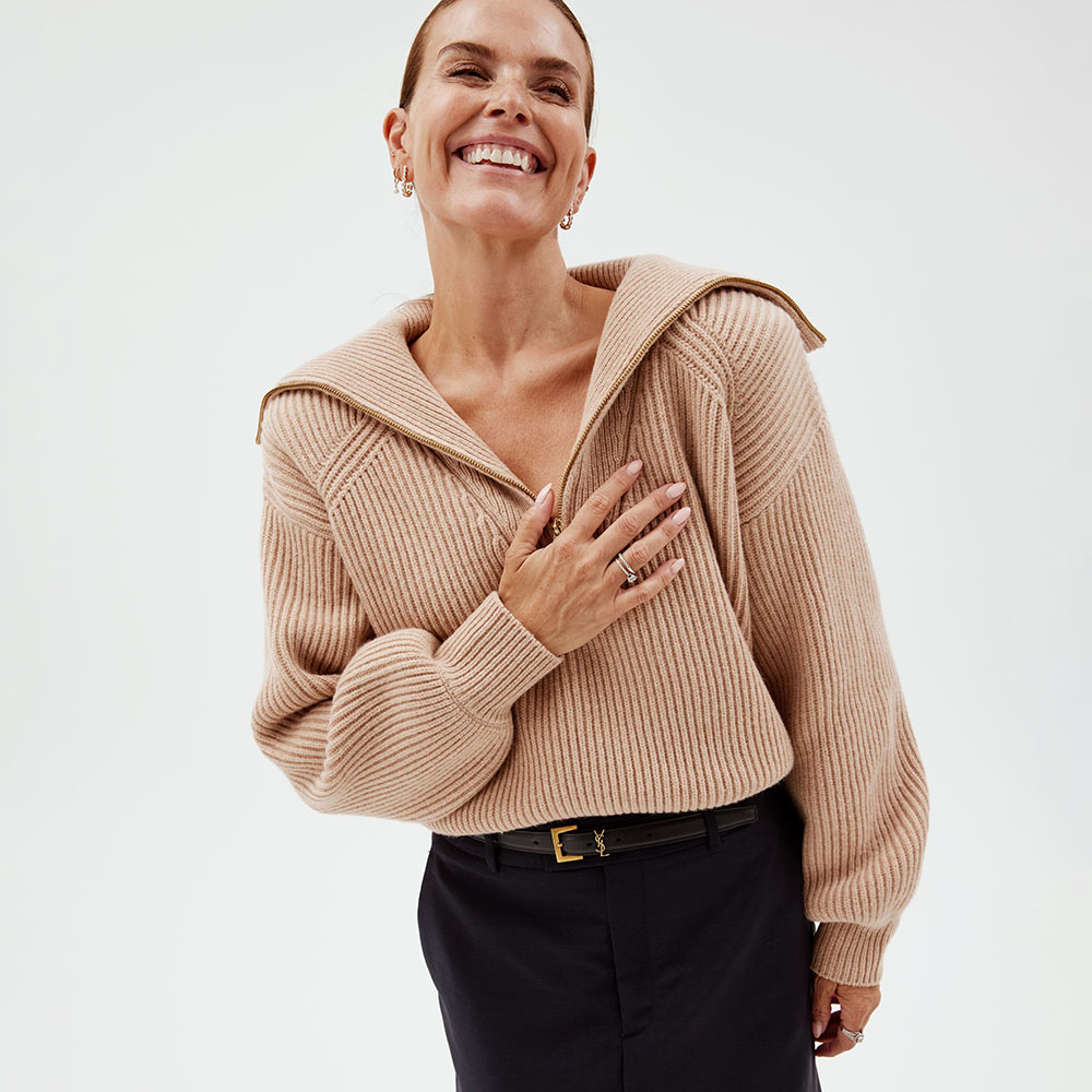 Turtleneck Zip Janka Polliani x Pierre Robert, Pearl Beige, hi-res